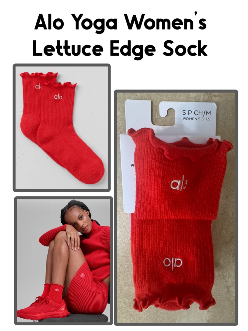 Alo Yoga Women's Lettuce Edge Sock